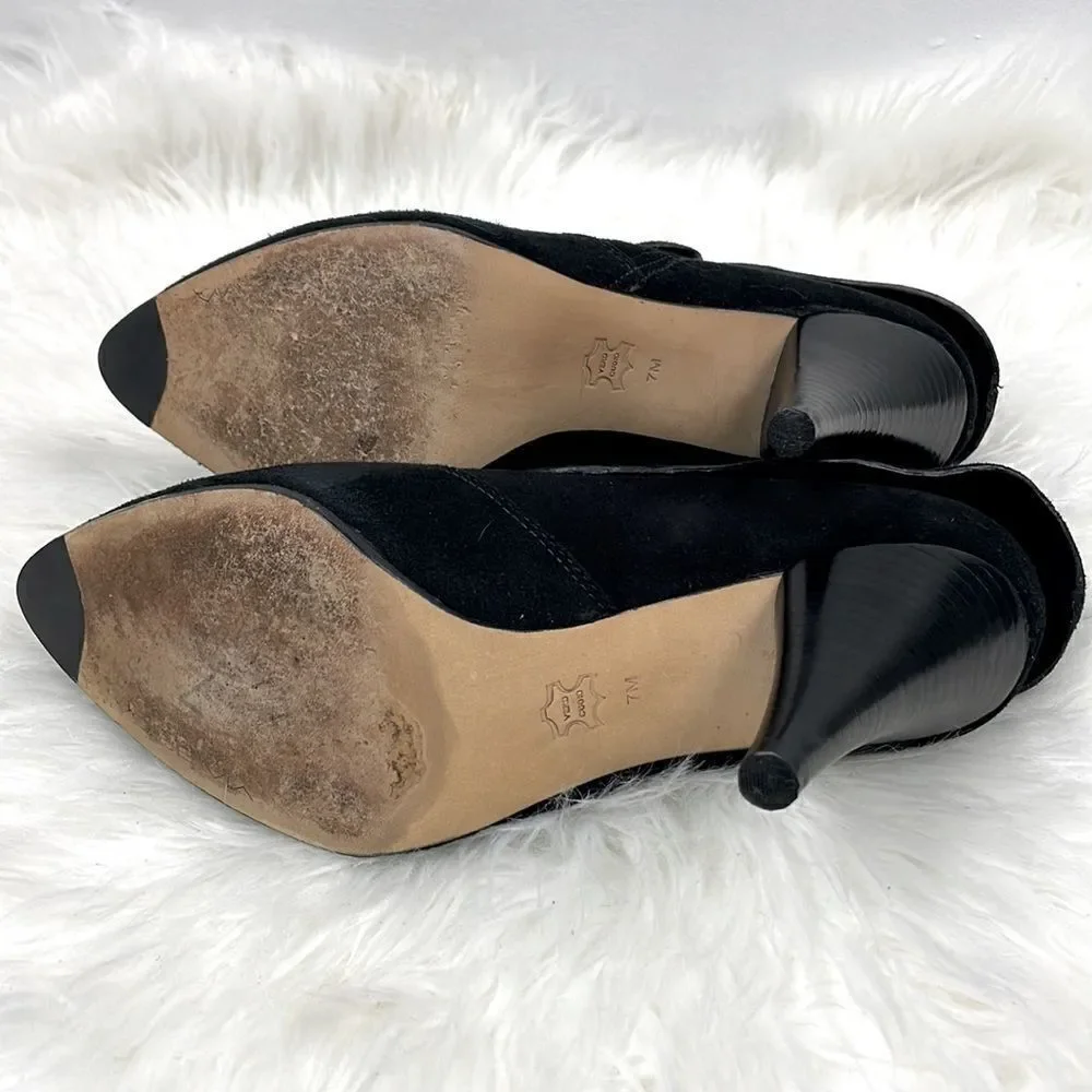 VIA SPIGA black suede ankle heel booties 7 M